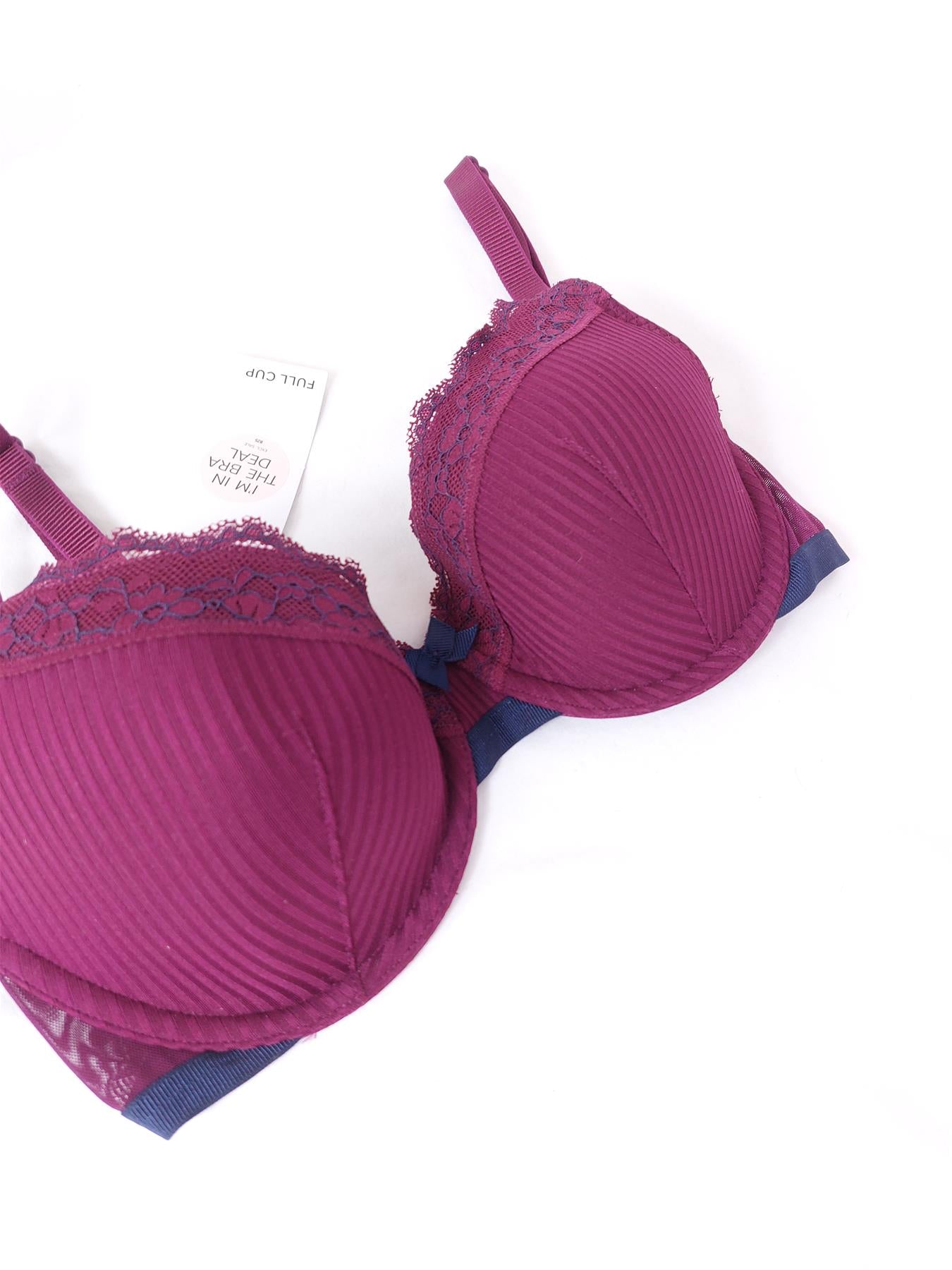 Full Cup Bra with Lace Trim Padded Underwired Brand New