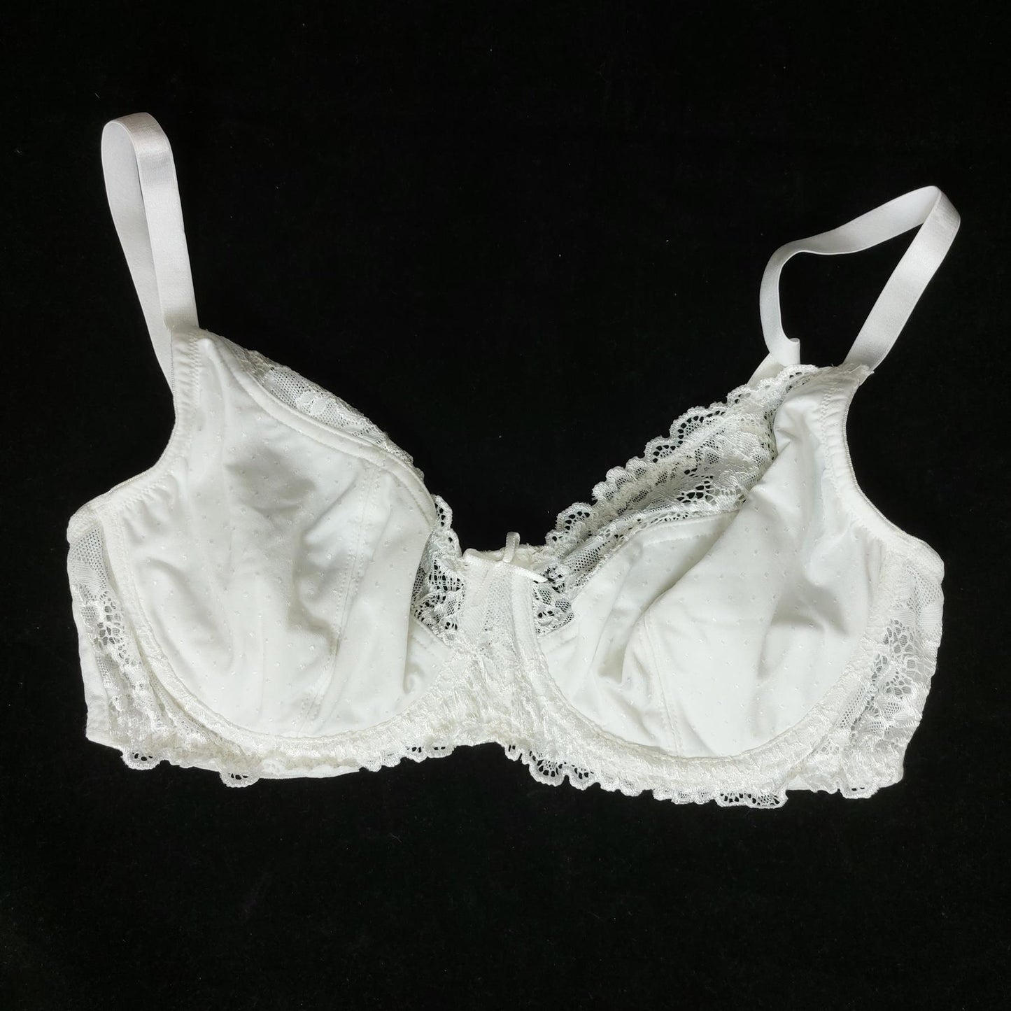 Women's White Lace Underwired Bra Unpadded Cotton Lined Comfort Shop Soiled 36C