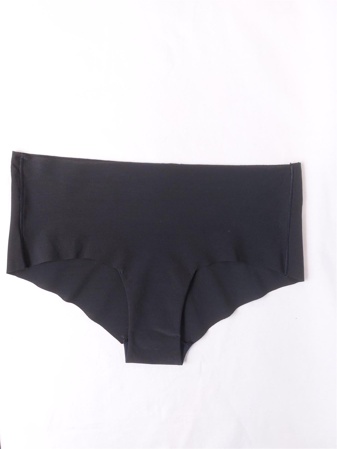 Women's Midi Brief Knickers Laser Cut No VPL Soft Comfort Cotton Lined Black L