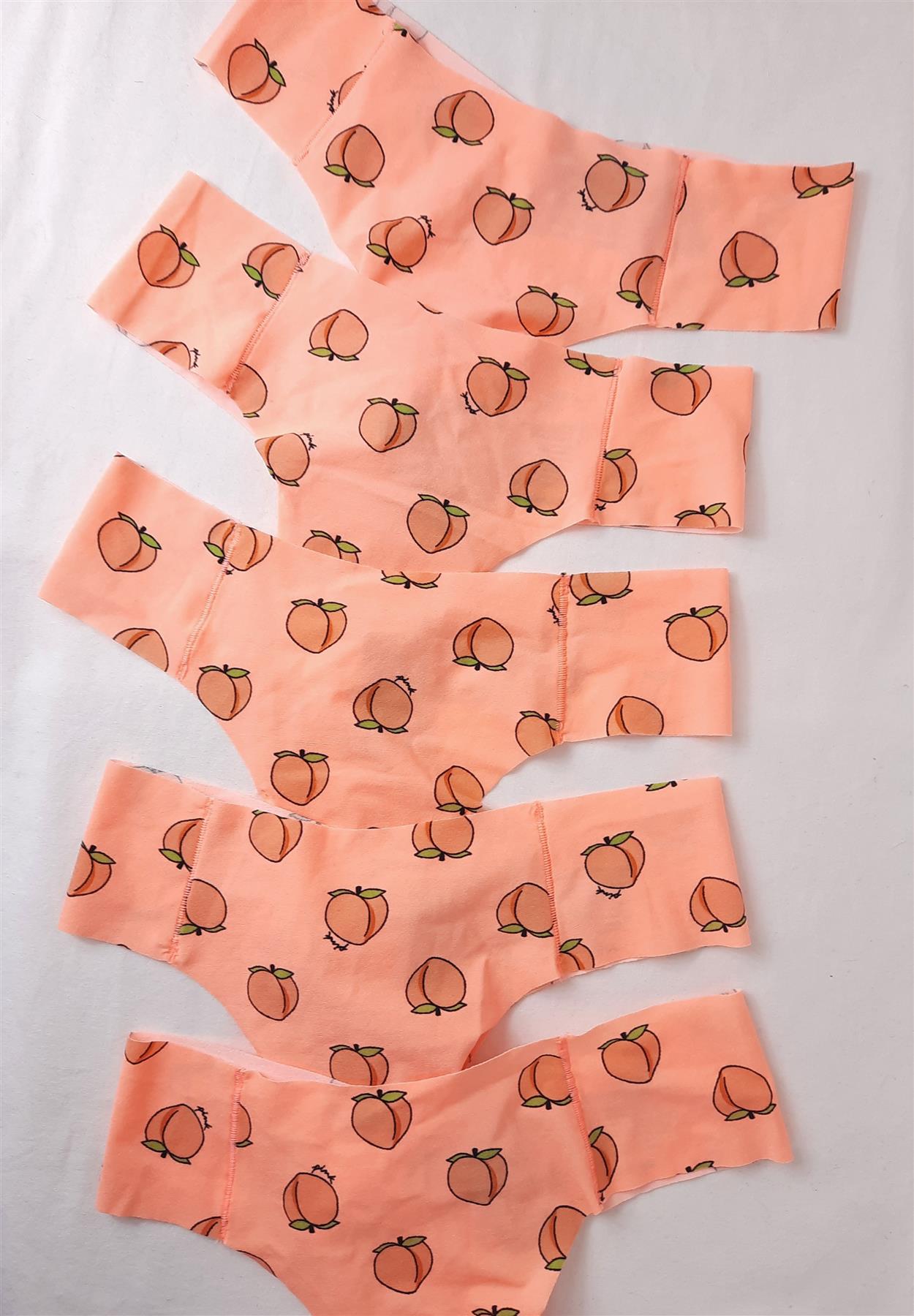 5x No-VPL Thongs Peach Cotton-Lined Multipack Fashion Brand Knickers Size 4-6
