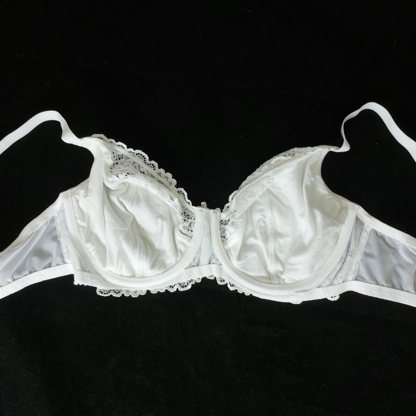 Women's White Lace Underwired Bra Unpadded Cotton Lined Comfort Shop Soiled 36C