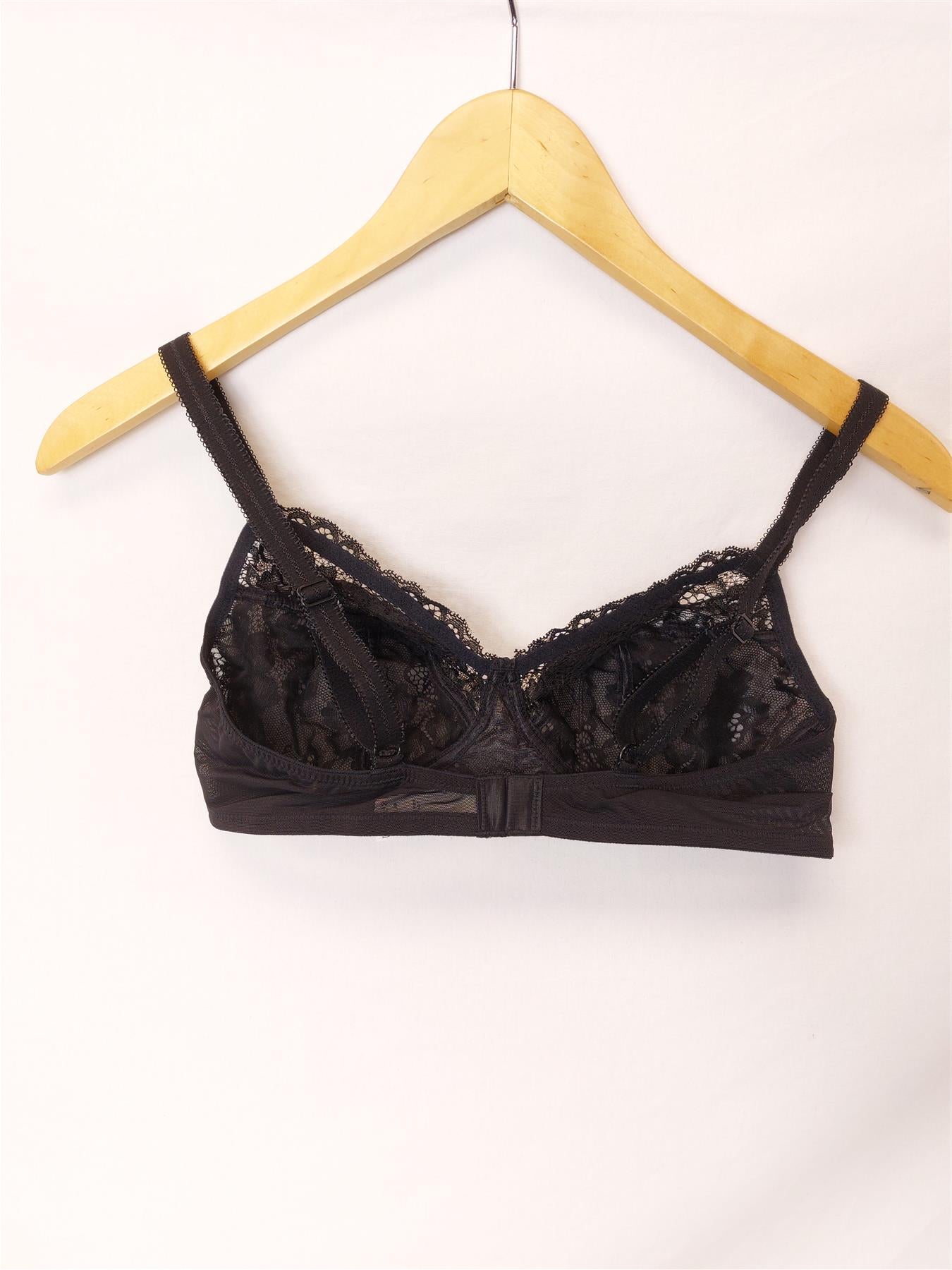 Black Lace Non-Padded Full Cup Bra A-DD
