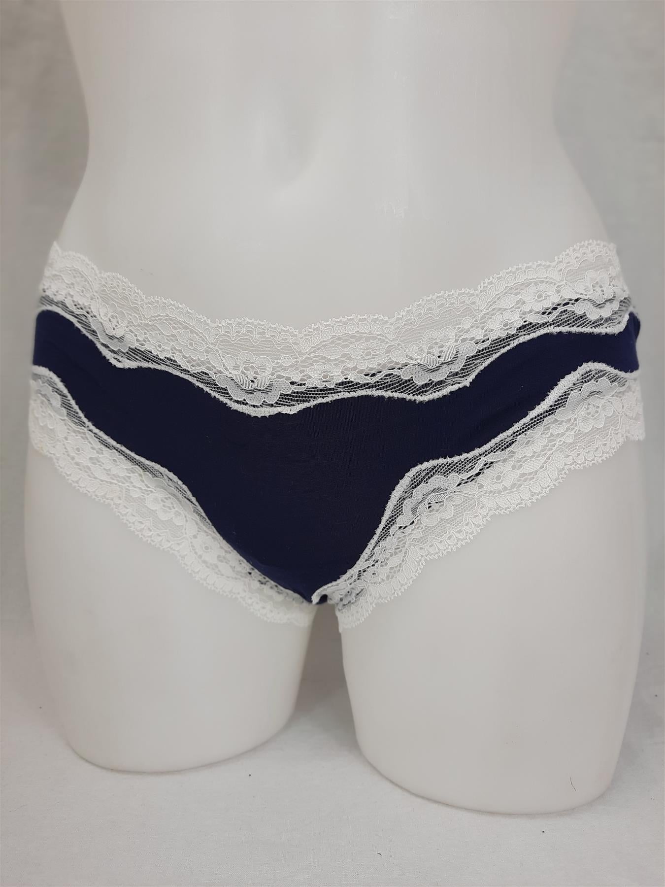 2-Pack Lace Trim Knickers Supersoft Brazilian OR Thong Sustainably Sourced Brand New