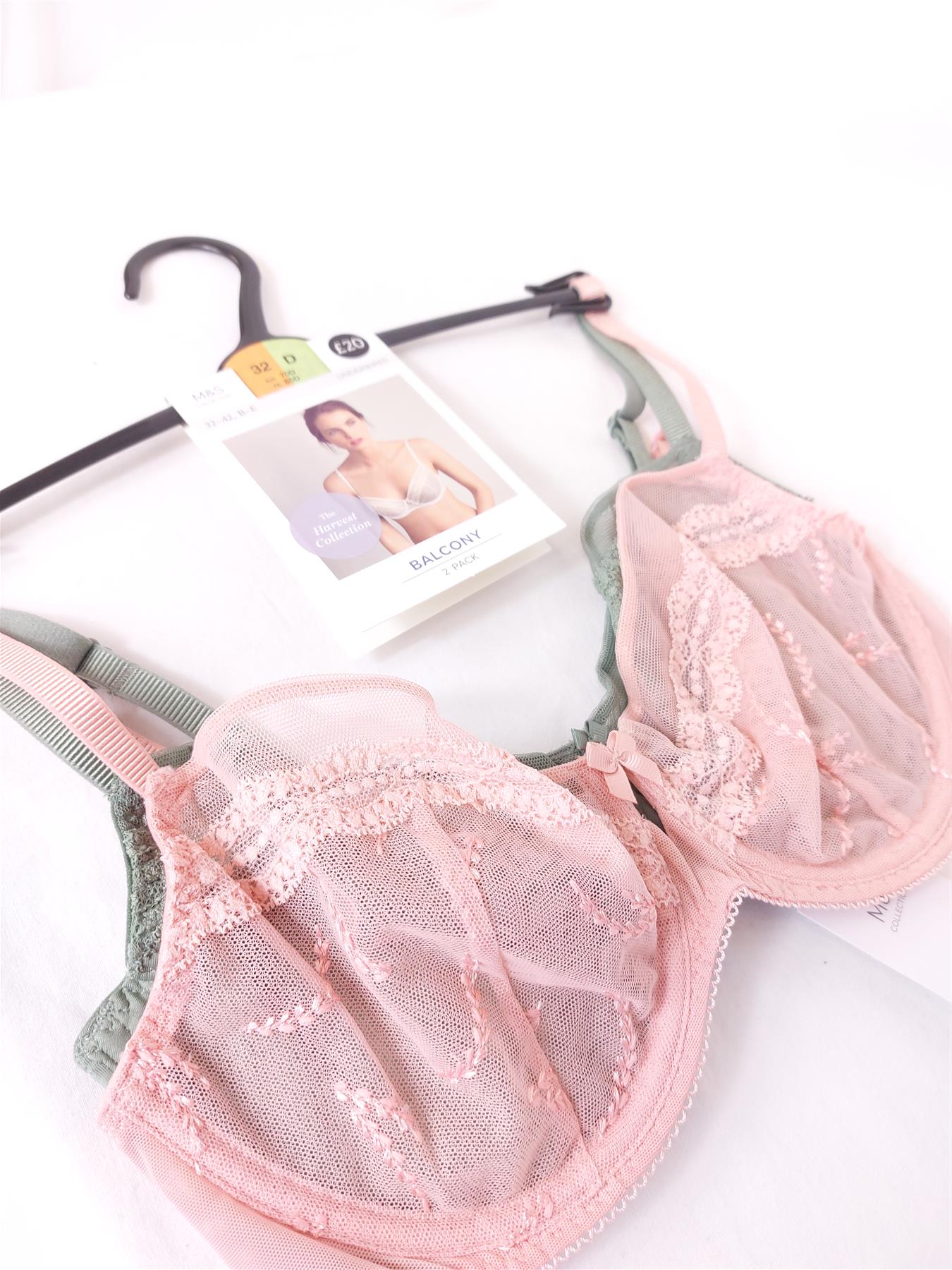 2-Pack Underwired Bras Balcony Non-Padded Lace Mesh Multipack High Street New