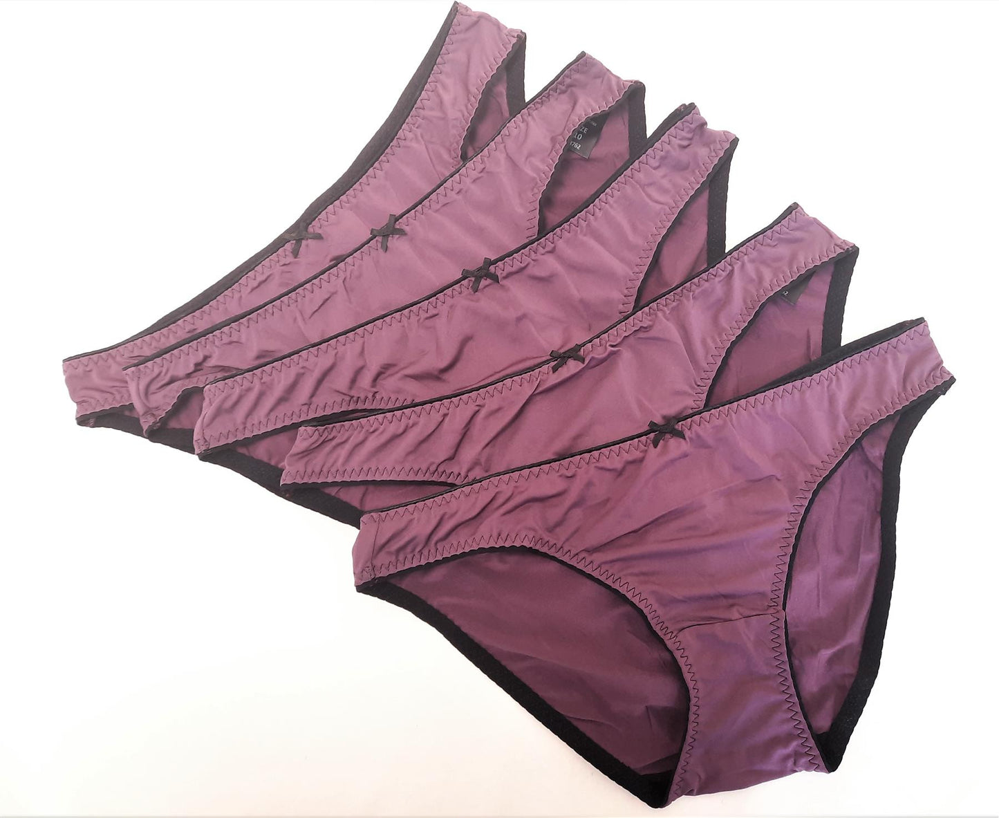 5x Women's Full Brief Knickers Multipack Size 10-12 Plum Purple High Street New