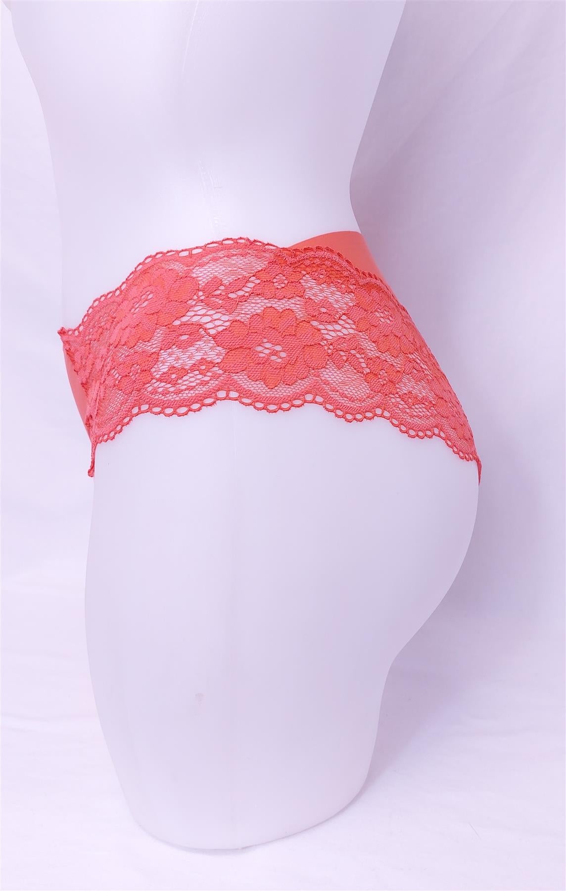 3-Pack Designer Women's Briefs Brazilian Lace Floral Knickers Multipack Coral