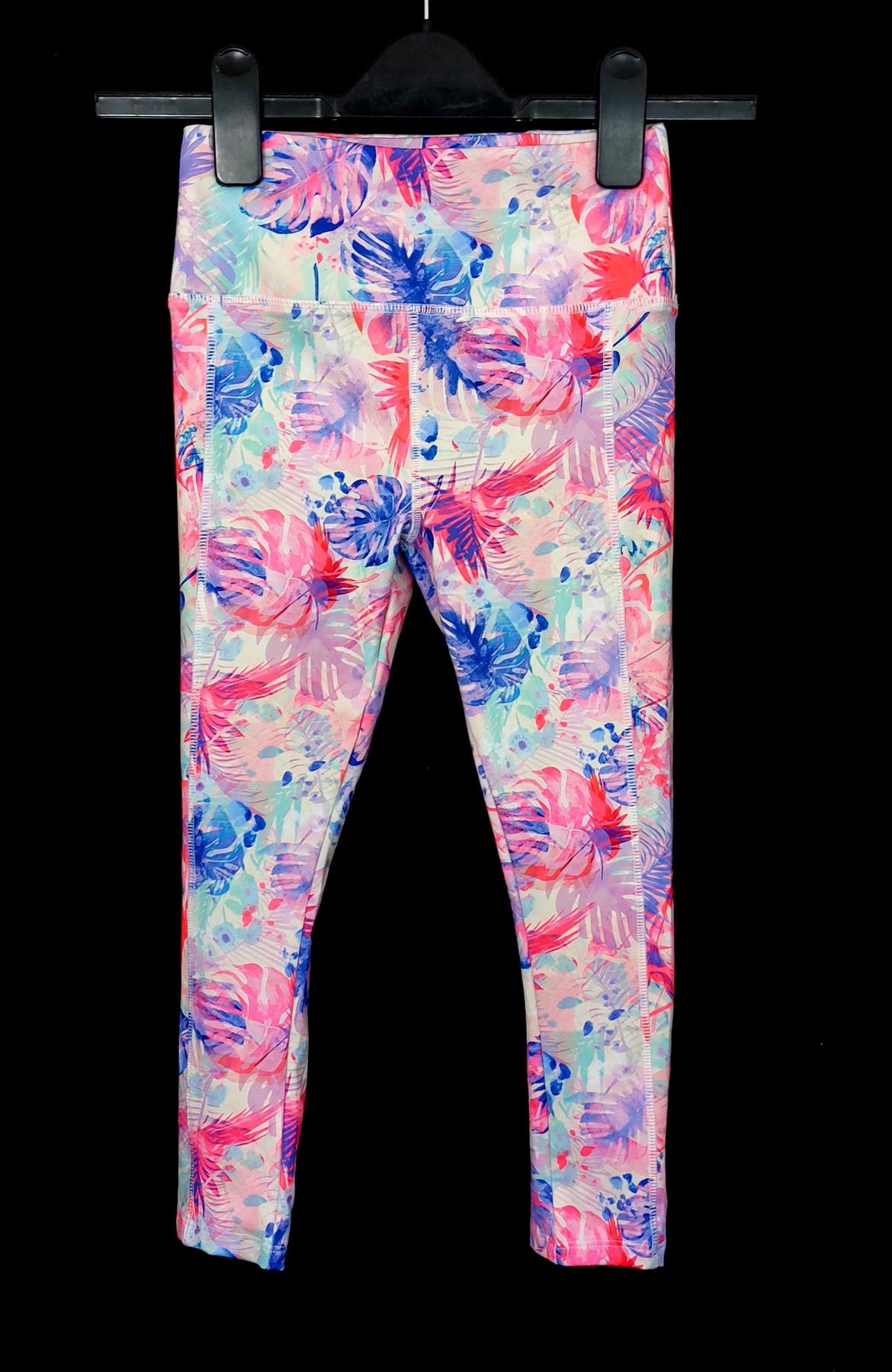 Girls' Sport Leggings Stretch Joggers Pink Tropical Chainstore Brand New