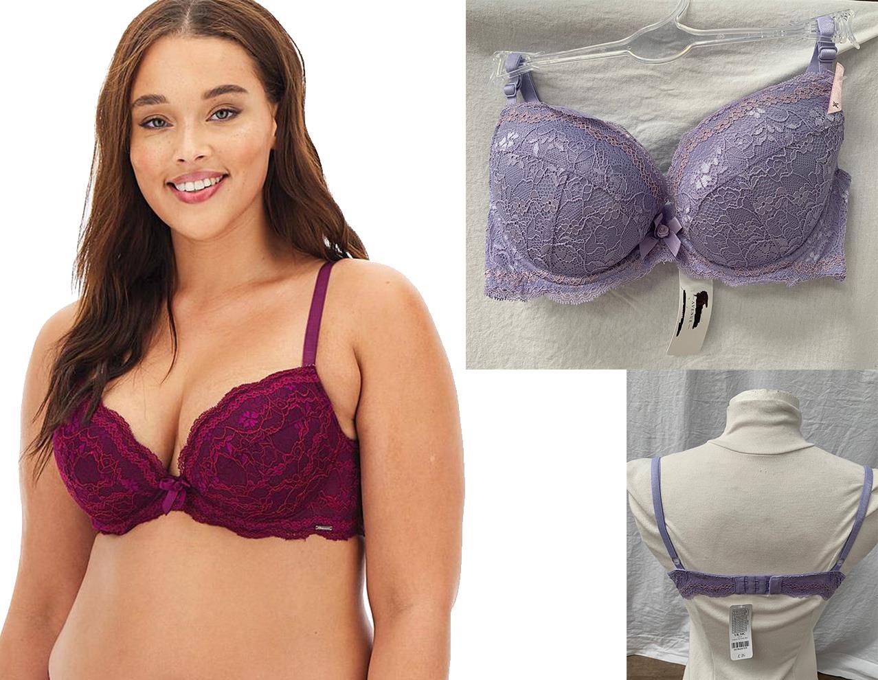 Brand New Boux Avenue Lace Lilac Chloe Plunge Bra UK Wired Padded all sizes